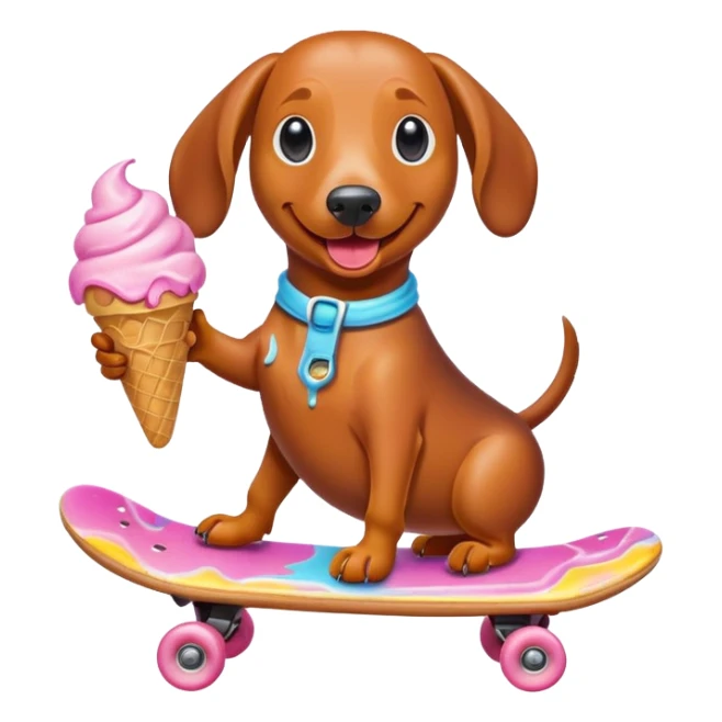 weiner dog skateboarding with icecream sticker