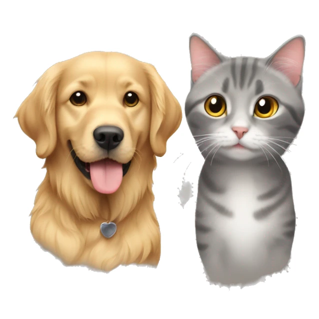 Golden retriever and grey cat shorthair British  sticker