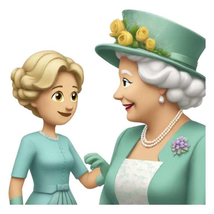 woman in a dress greeting the queen sticker