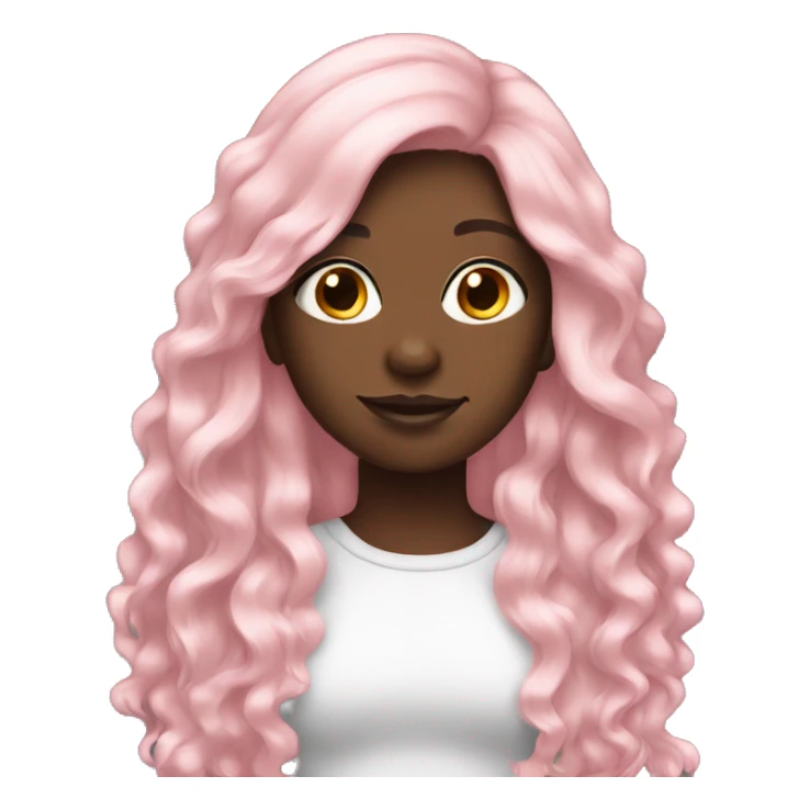 Light Pink long hair black girl sticker