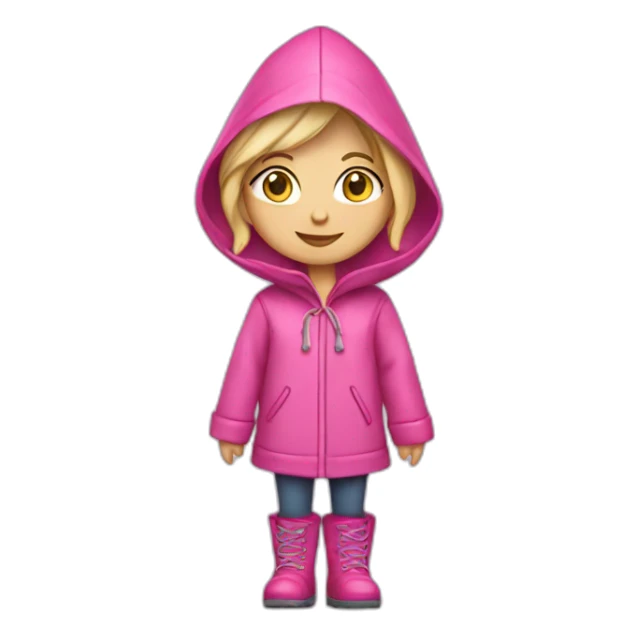 Blond girl with pink raincoat and hood and boots sticker