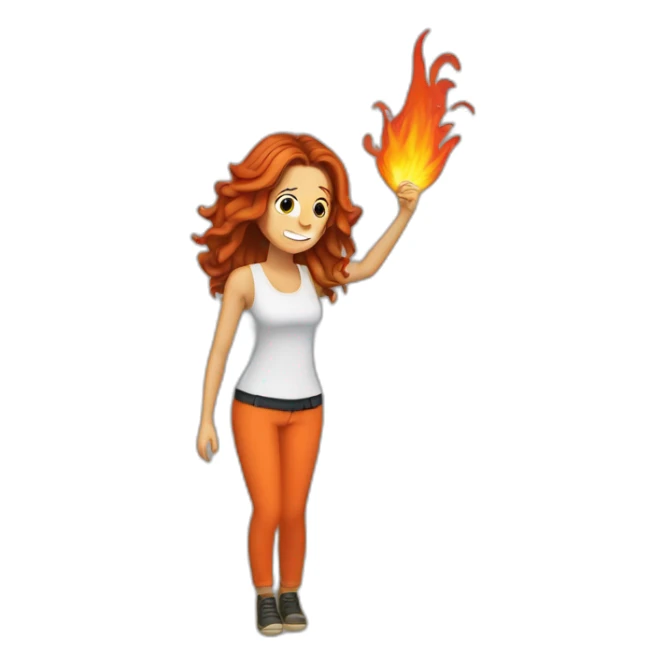 The room is on fire and she's fixing her hair sticker