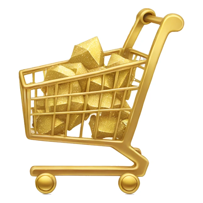 shopping cart made with gold, diamonds sticker