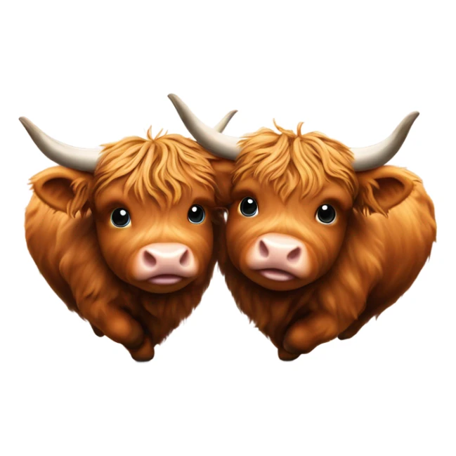 Baby Highland cow hearts sticker