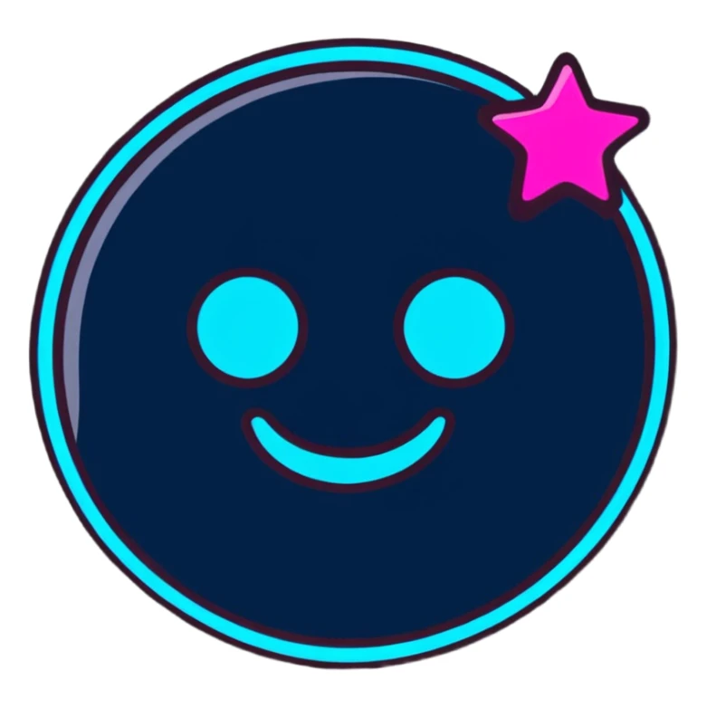 neon blue and pink glowing emoji sticker