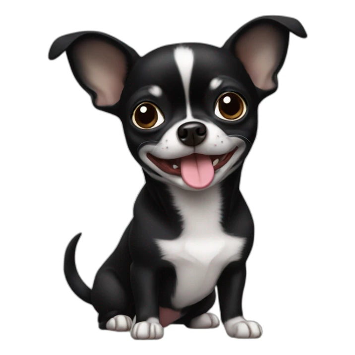 black chihuahua with white breast shows tongue sticker
