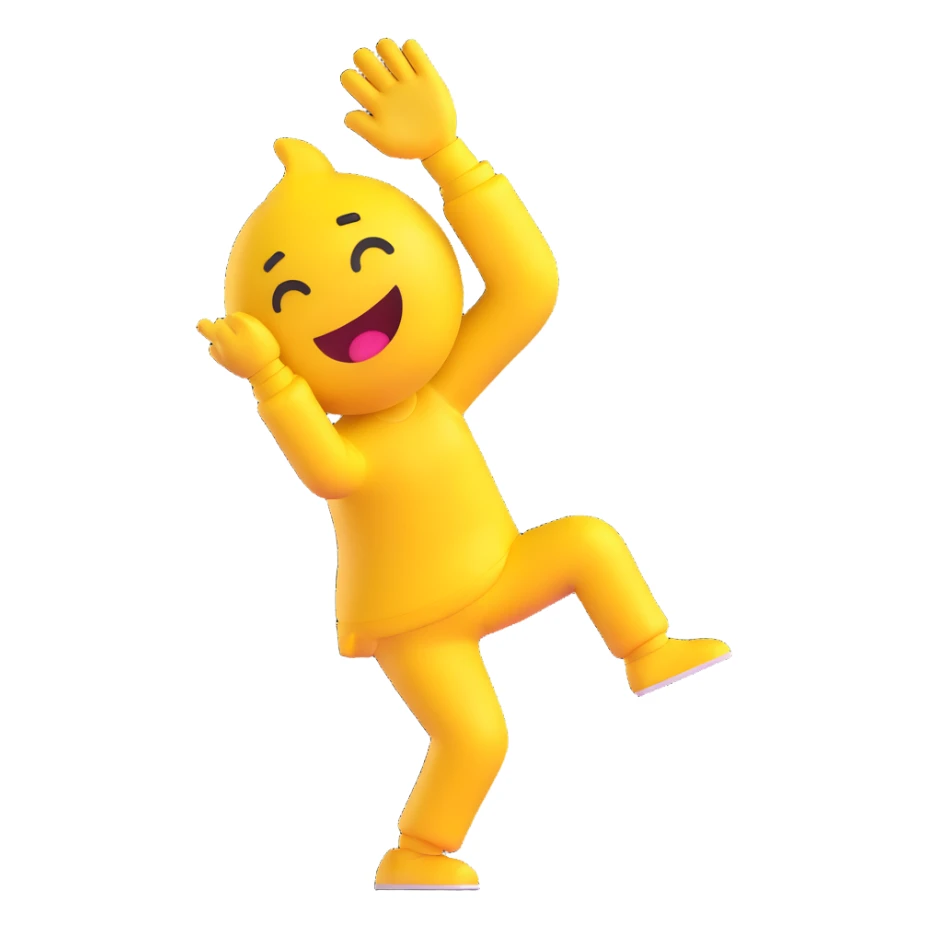 yellow emoji face dabbing, simple and cute sticker