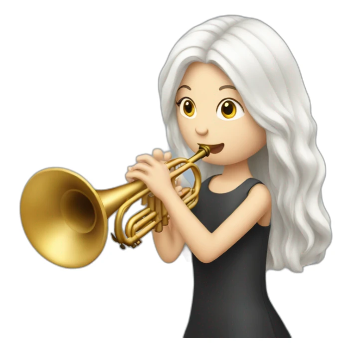 A long white hair girl playing the trumpet sticker