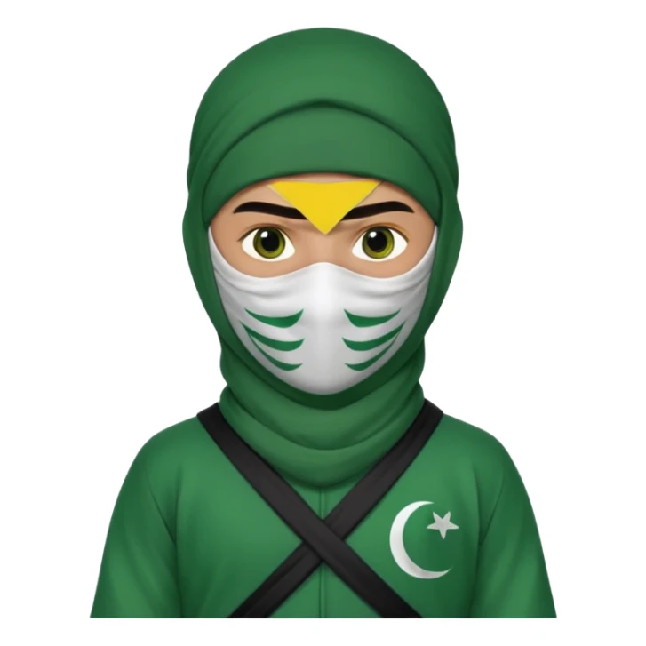 Ninja arab green and white with mask pakistani flag sticker