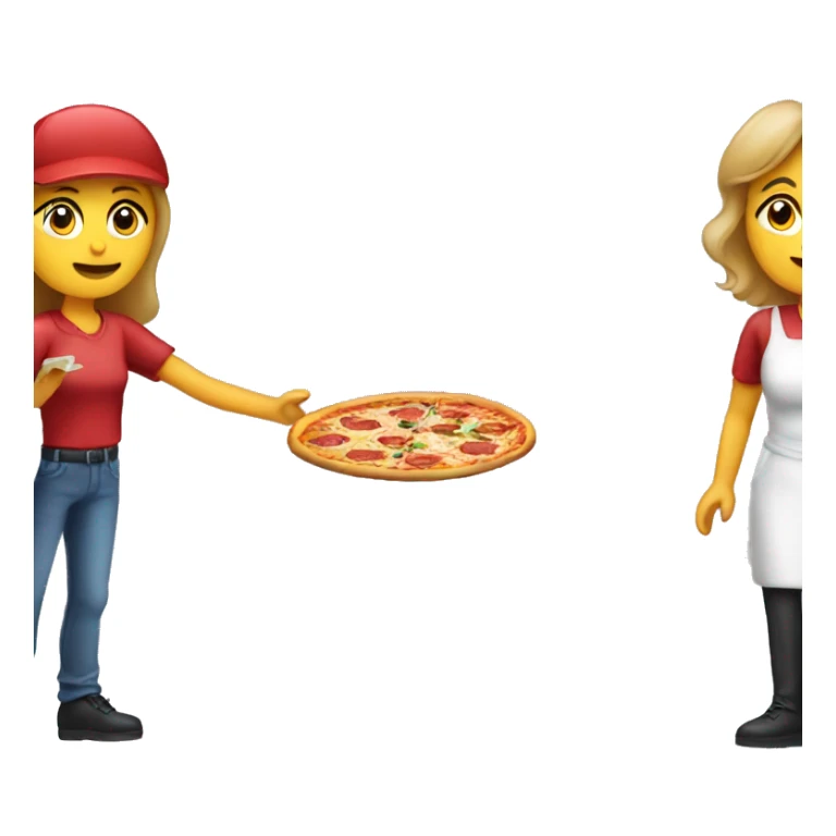 A woman handing a pizza back to the pizza delivery guy sticker