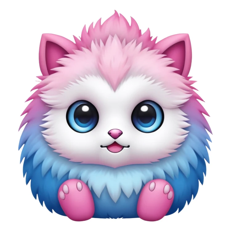 Cute cool edgy kawaii pink-white-blue-gradient fakemon-creature sticker
