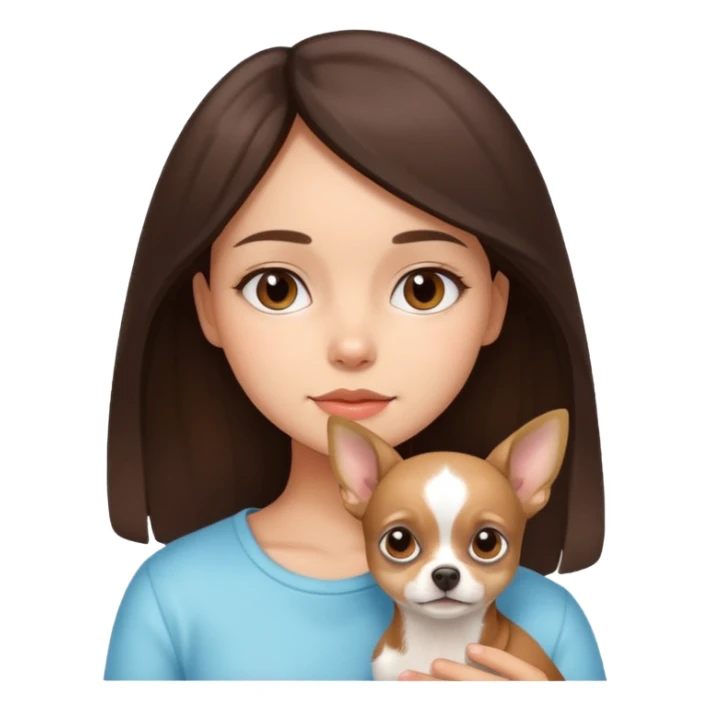 dreamy brunette girl with a chihuahua dog sticker
