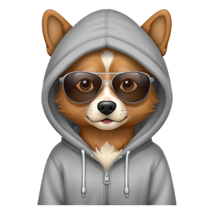 dog wearing hoodie and shades sticker