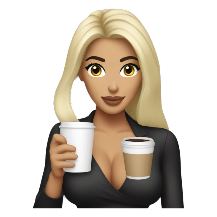 blonde kim kardashian holding coffee sticker