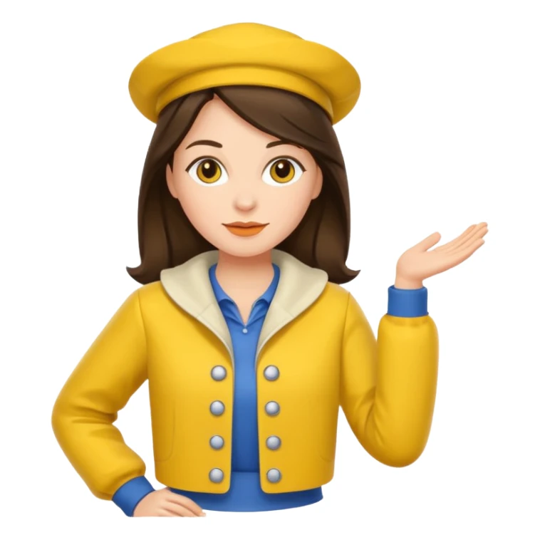 brunette woman with yellow dutch clothing sticker