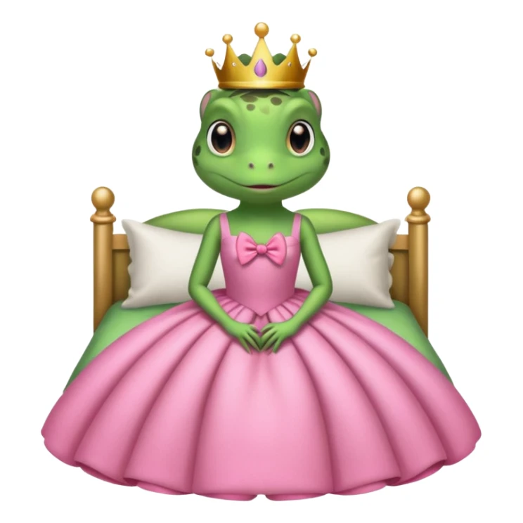 princess frog on bed pink bow with a pink dress cute girly pop sticker