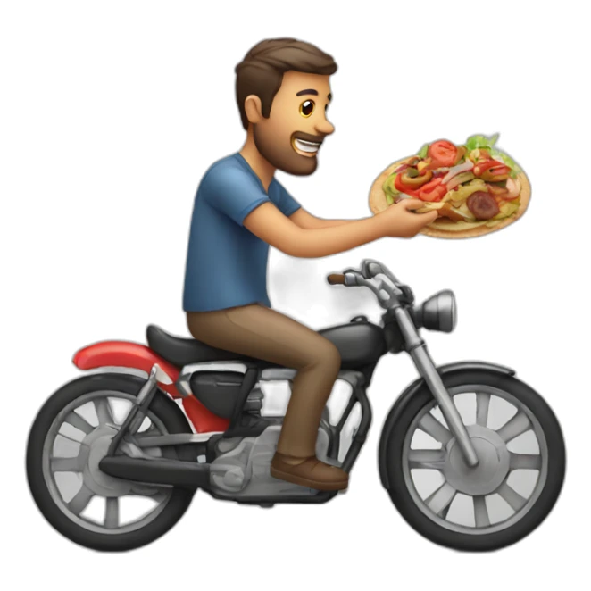 a man on a bike eating a kebab sticker