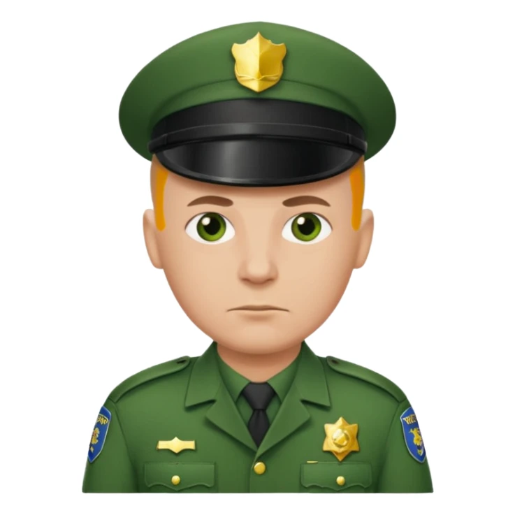 green uniform police bald no cap  sticker