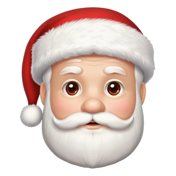 Santa Claus head with rosy cheeks, white beard, and red hat with white trim sticker