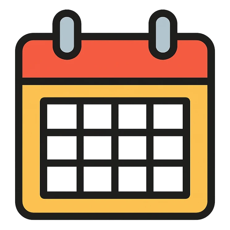 A calendar icon with color and black outlines sticker
