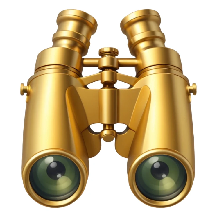 gold binoculars with large lenses simple eye holes and straight shaft sticker