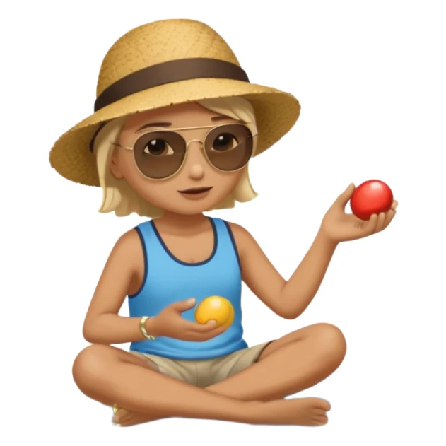 Someone sitting on the ground in the Beach close to the water and throws stone at the water and it's a sunrise  sticker