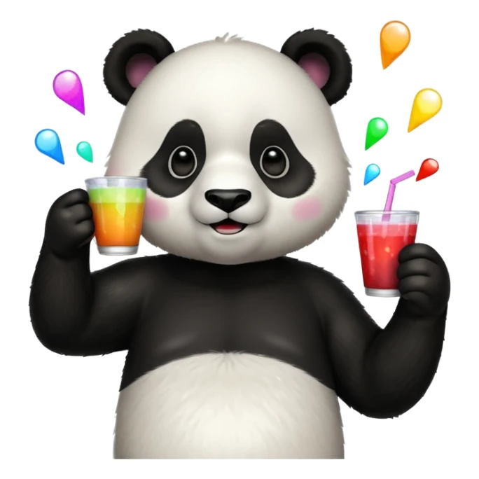 A panda holding a cup of punch, looking excited under disco lights.



















 sticker