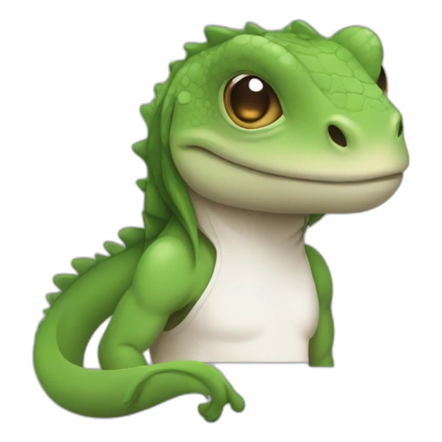 Lizard in white tshirt and long hair sticker