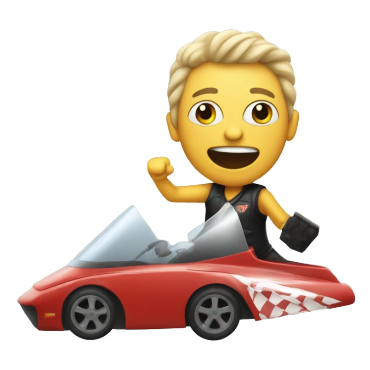 a rock singer rushing to a gig in a race car  sticker