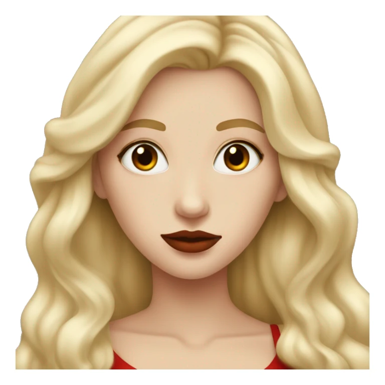 White girl with blonde long hair, brown eyes and red lips sticker