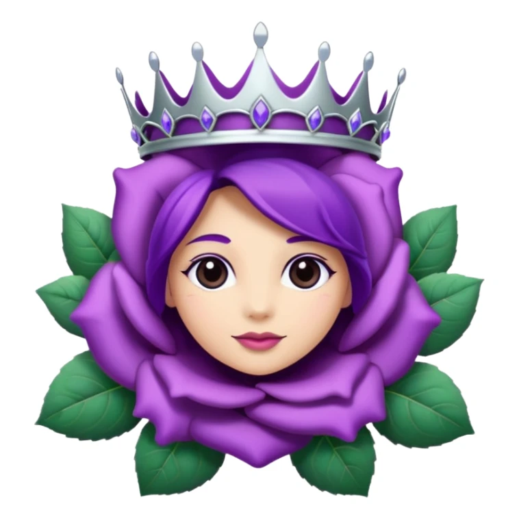Purple rose with silver tiara and a purple emblem leaf wreath sticker