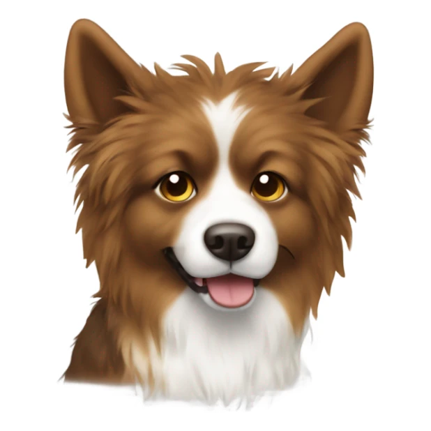 lime green Brown and white fluffy dog pointy ears sticker