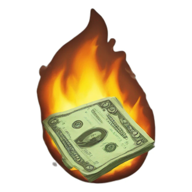 Burning wad of money sticker