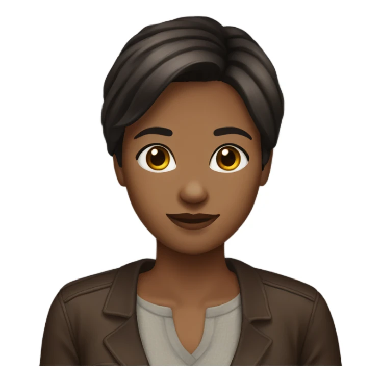 Brown skin short dark brown straight haired girl sticker