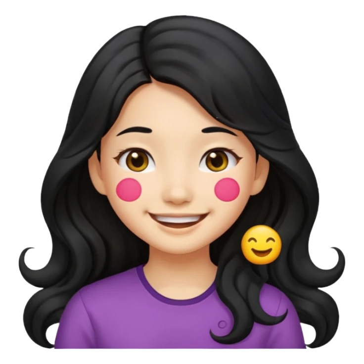 Asian girl with long wavy hair emoji sticker