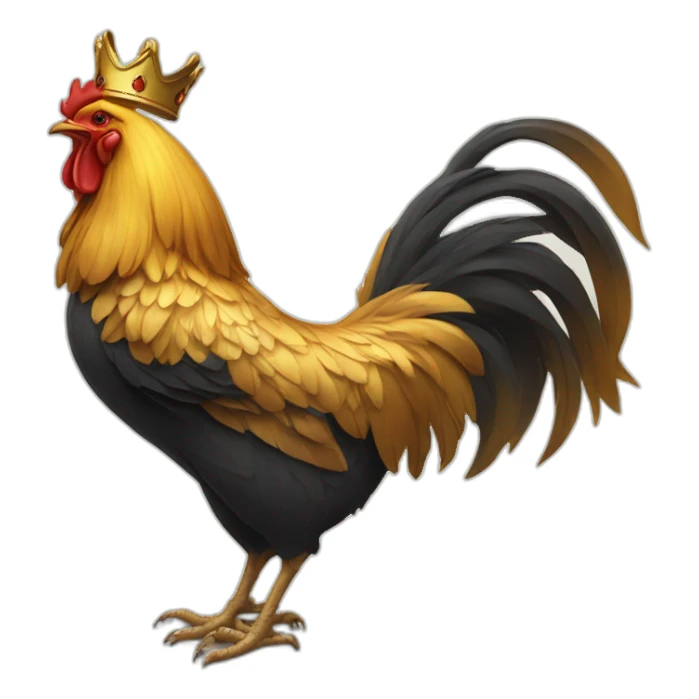 proud and howling golden rooster with a crown on its head sticker