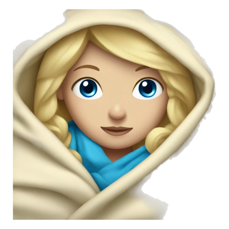 Blonde girl in blanket with blue eyes sticker