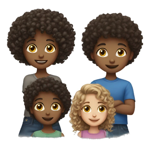 3 siblings 1 bay boy 2 girls curly hair sticker