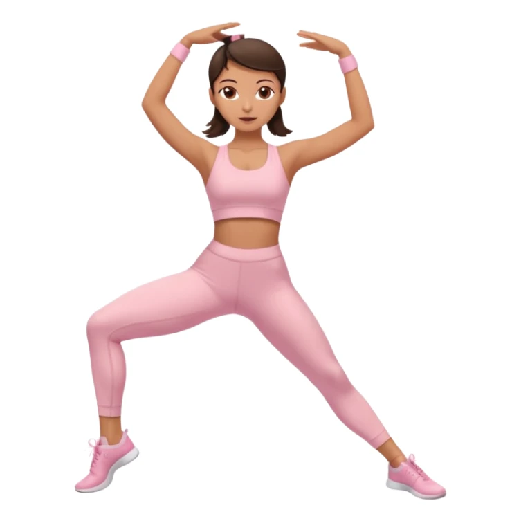 brunette girl in light pink workout clothes dance stretching sticker