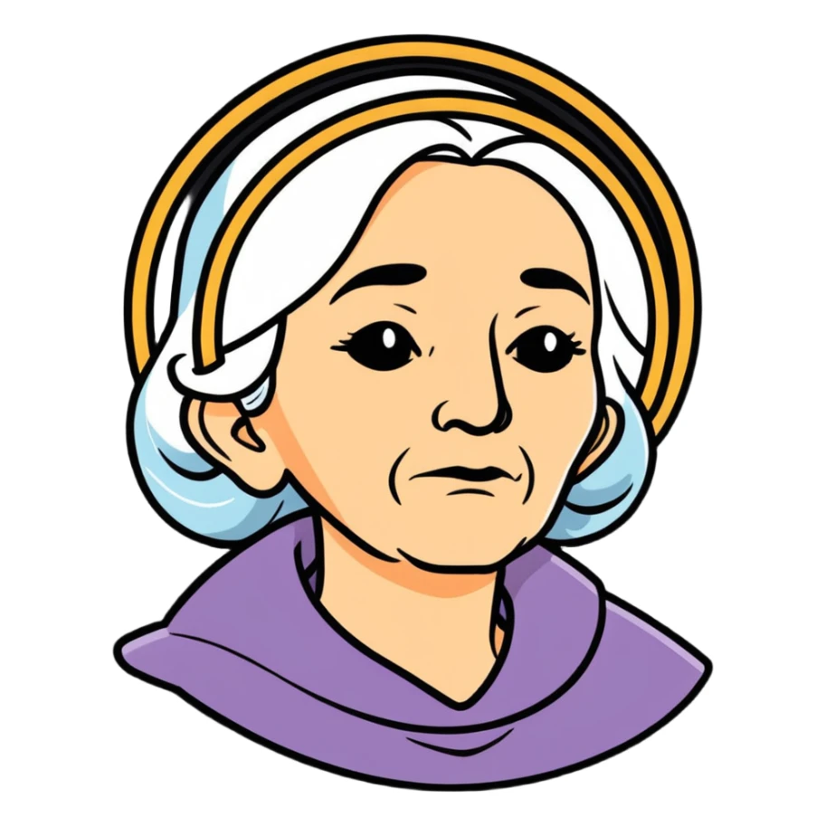 old woman face with a halo sticker