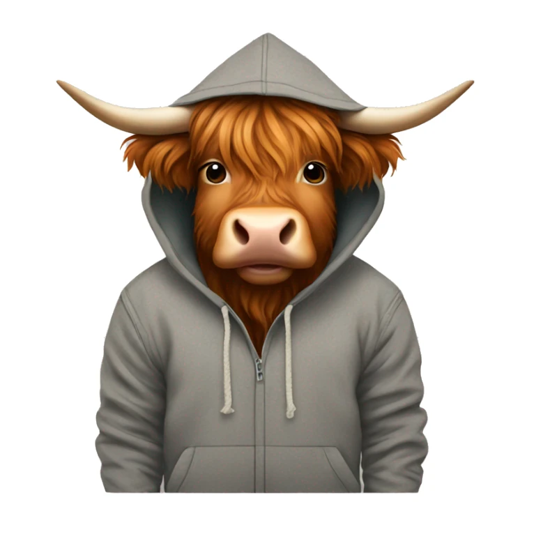 Highland cow in hoodie sticker