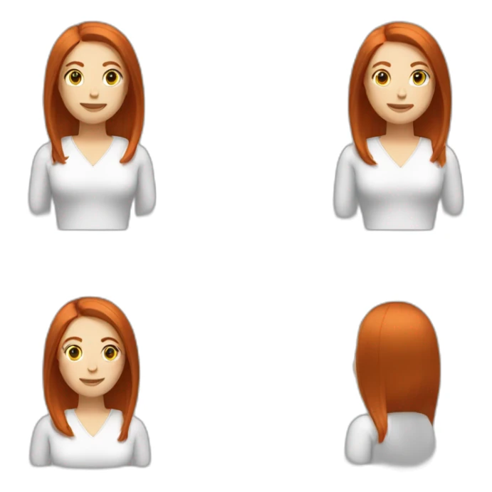 redhead white woman with medium long straight hair, saying ok sticker