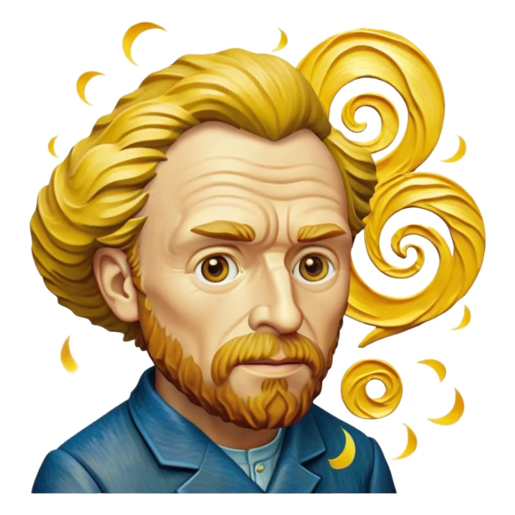 cinematic-realistic-vincent-van-gogh-pop-culture-emoji,-featuring-an-expressive-portrayal-inspired-by-the-legendary-painter-rendered-with-dynamic,-swirling-textures-and-artistic-lighting. sticker