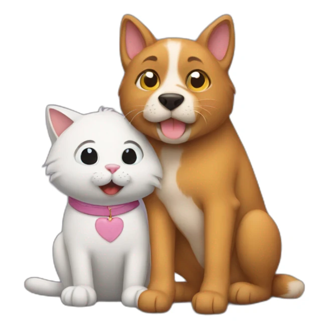 The cat is hugging the dog sticker