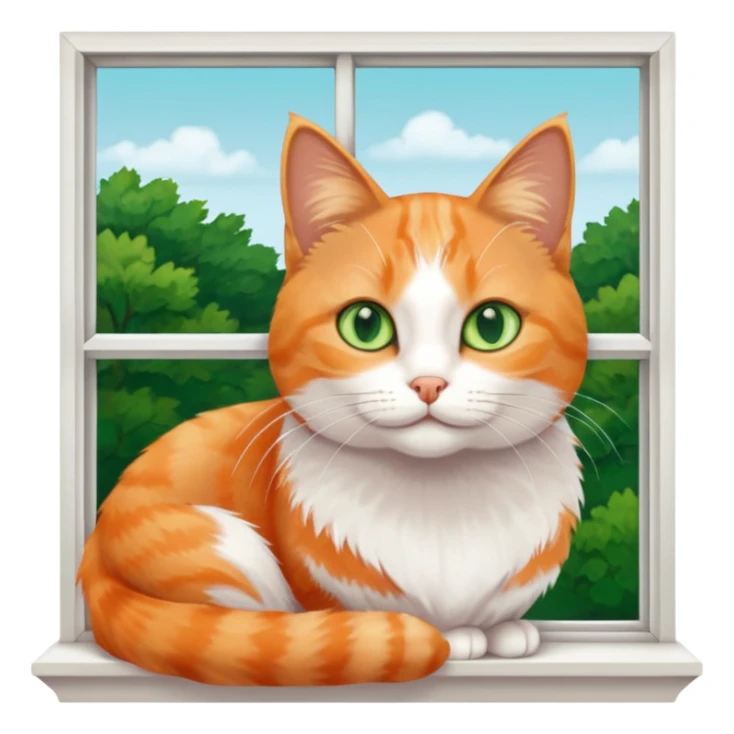 Window with cat on sill + warm lamp glow sticker