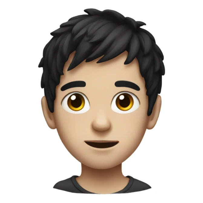 realistic portrait of alone boy with black hair sticker