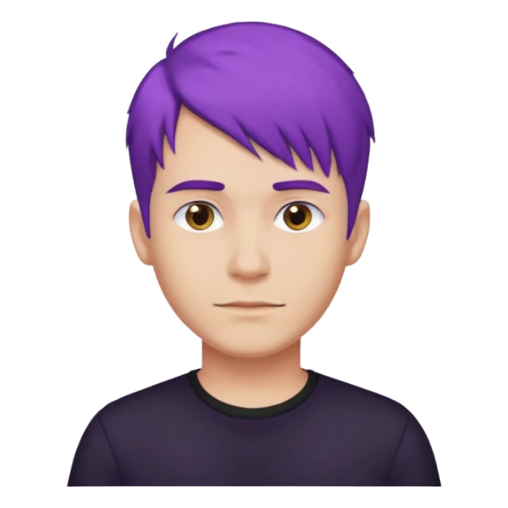man with purple hair and black shirt sticker