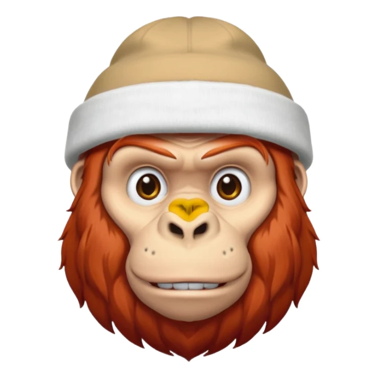 red haired gorilla head with white beanie, no text, facing slightly right sticker
