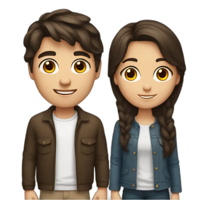 brunette boy with brunette girl sticker