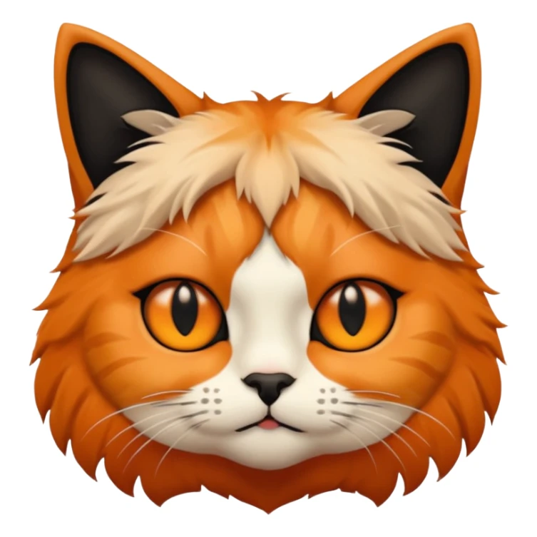A cat with 1 side its face orange colour and the other black colour sticker
